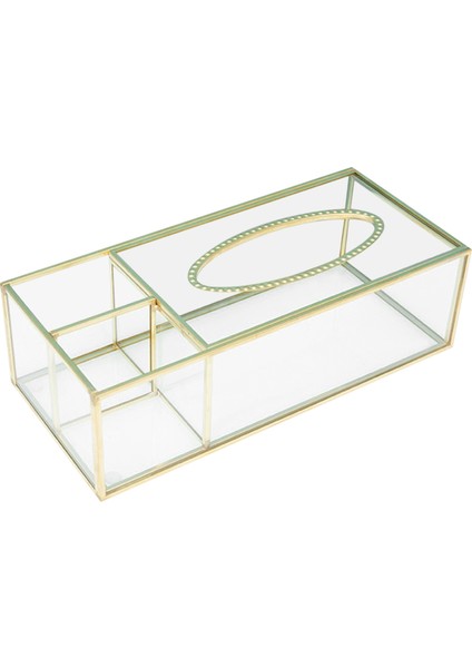 Altın Mendil Kutusu Dikdörtgen Şeffaf Cam Kağıt Mendil Kutusu Ev Mendil Dispenseri Geometrik Cam Mendil Kutusu (Yurt Dışından)