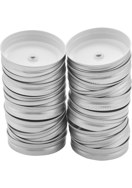 20 Parça Kavanozla Uyumlu Saman Delikli Metal Normal Ağızlı Kavanoz Kapakları (Gümüş, 2,7 Inç) (Yurt Dışından)