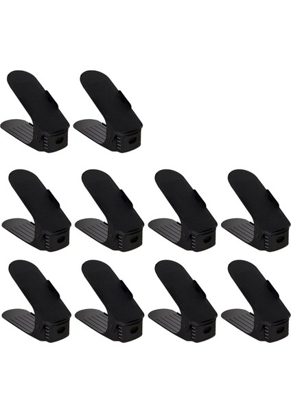 10 Adet Çift Katmanlı Yerden Tasarruf Sağlayan Ayakkabı Rafı Depolama Tutucu, Kaymaz Ayakkabı Organizatörü Depolama Fikri, Siyah (Yurt Dışından)