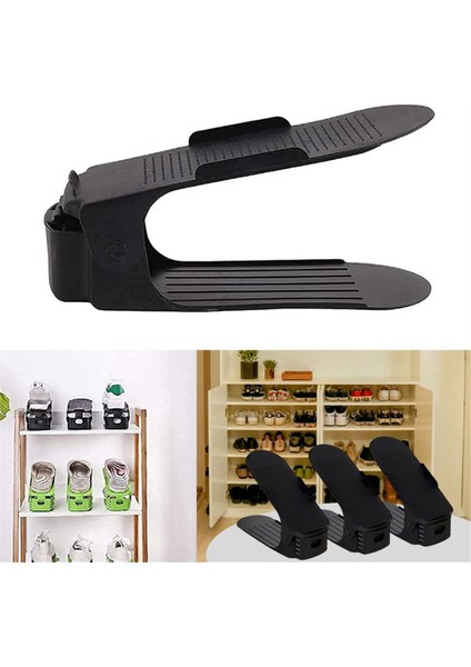 10 Adet Çift Katmanlı Yerden Tasarruf Sağlayan Ayakkabı Rafı Depolama Tutucu, Kaymaz Ayakkabı Organizatörü Depolama Fikri, Siyah (Yurt Dışından) fiyatları