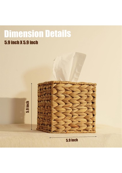 Su Sümbülü El Dokuma Mendil Kutusu Kapağı, El Yapımı Hasır Peçete Kutusu Tutucu, Masa ve Banyoda Rustik Dekoratif (Yurt Dışından) indirimleri