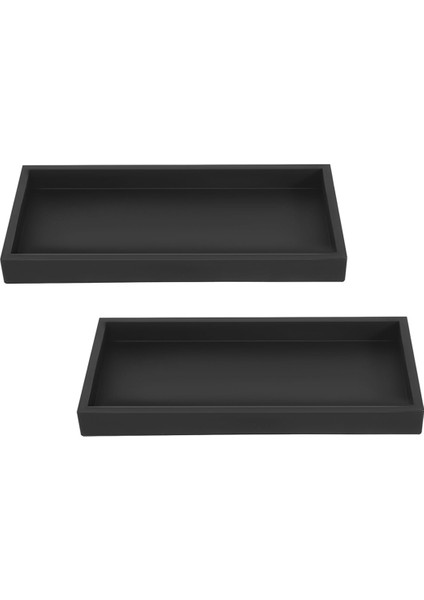 2'li Banyo Tepsisi Seti, Dekoratif Tepsi, Siyah Silikon Saklama Tepsisi, Lavabo, Küvet Için Küçük Tepsi (Dikdörtgen) (Yurt Dışından)