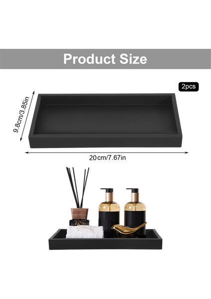 2'li Banyo Tepsisi Seti, Dekoratif Tepsi, Siyah Silikon Saklama Tepsisi, Lavabo, Küvet Için Küçük Tepsi (Dikdörtgen) (Yurt Dışından) fiyatları