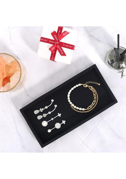 2'li Banyo Tepsisi Seti, Dekoratif Tepsi, Siyah Silikon Saklama Tepsisi, Lavabo, Küvet Için Küçük Tepsi (Dikdörtgen) (Yurt Dışından) indirimleri