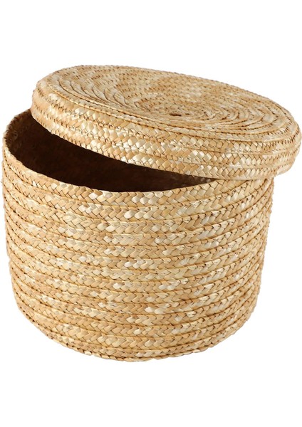 Buğday Samanı Dokuma Depolama Sepeti Depolama Sepeti Yenilikçi Sepet Rustik Doğal Kahverengi Kaplama Depolama Dekoratif Sepet (Büyük) (Yurt Dışından) fırsatları
