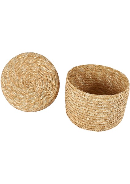 Buğday Samanı Dokuma Depolama Sepeti Depolama Sepeti Yenilikçi Sepet Rustik Doğal Kahverengi Kaplama Depolama Dekoratif Sepet (Büyük) (Yurt Dışından) indirimleri