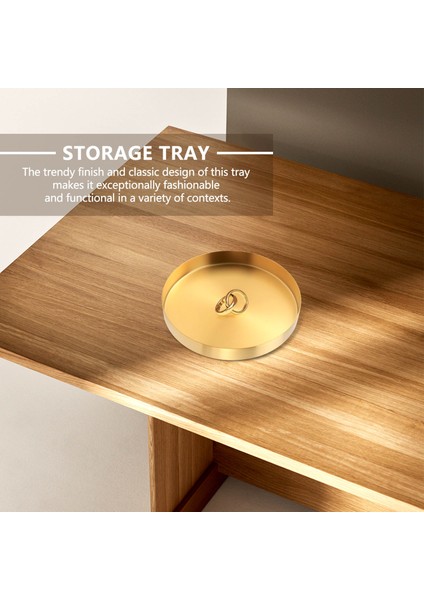 Yuvarlak Altın Tepsi, Vanity Için Metal Dekoratif Tepsi Makyaj Tepsisi Organizatör, Banyo, Elbise, Mat Pirinç Kaplama, 7.9 Inç (Yurt Dışından) fırsatları