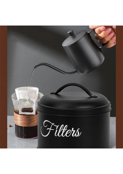 Kahve Filtresi Tutucu, Kapaklı Sepet Kahve Filtresi Saklama, Sayaç Için Yuvarlak Kahve Filtresi Kabı, Siyah (Yurt Dışından) indirimleri