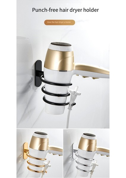 Duvara Monte Saç Kurutma Makinesi Tutucu Spiral Saç Bakım Aletleri Askı Rafı Düzenleyici Saç Kurutma Makinesi Depolama Düzenleyici Gümüş (Yurt Dışından) modelleri