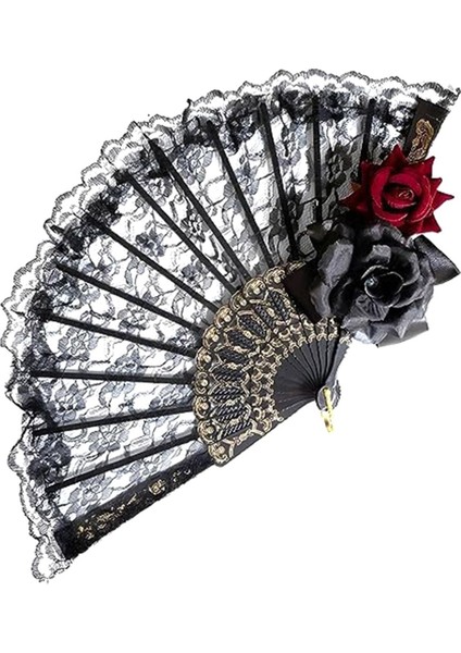 Cadılar Bayramı Siyah El Yelpazesi Dantel Gül Elde Taşınabilir, Kadınlar Için Vintage Retro Çiçek Katlanır Yelpaze Sahne Dekorasyonları (Yurt Dışından) fiyatları
