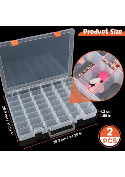 Paket Büyük 48 Izgaralı Şeffaf Plastik Düzenleyici Kutular Ayarlanabilir Bölücüler, Mücevher Saklama Boncuk Düzenleyiciler (Yurt Dışından) indirimleri