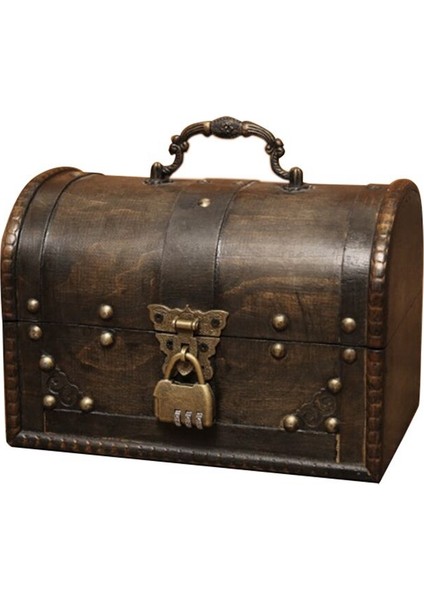 Şık Ahşap Korsan Mücevher Saklama Kutusu Kasa Tutucu Vintage Hazine Sandığı Ahşap Organizatör Büyük (Yurt Dışından)