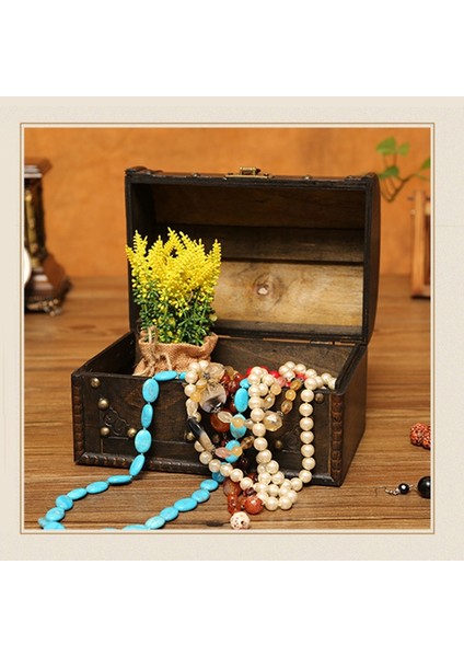 Şık Ahşap Korsan Mücevher Saklama Kutusu Kasa Tutucu Vintage Hazine Sandığı Ahşap Organizatör Büyük (Yurt Dışından) fiyatları