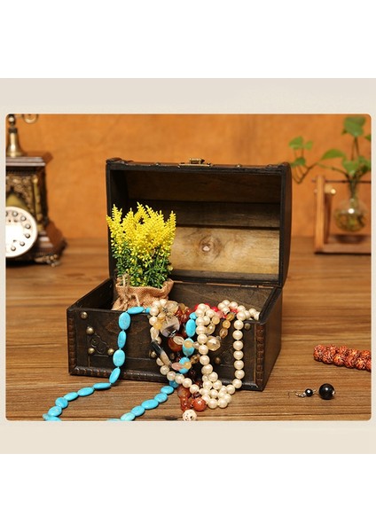 Şık Ahşap Korsan Mücevher Saklama Kutusu Kasa Tutucu Vintage Hazine Sandığı Ahşap Organizatör Büyük (Yurt Dışından) modelleri