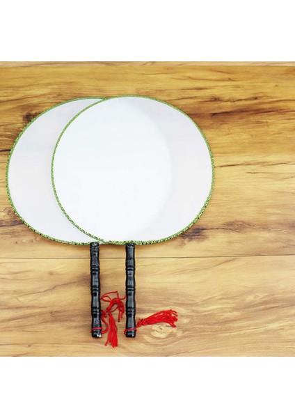 10 Adet 21 cm Boş Fan Çocuk Dıy Boyama Fanı Ipek Kumaş Fan Plastik El Kolu Yuvarlak Fan (Yurt Dışından) modelleri