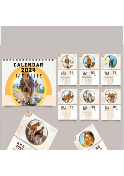 Kedi Butthole Takvimi 2024, Kedi Topları Takvimi 25X19CM Komik Kedi Butthole Takvimi, 12 Aylık Kedi Topları (Yurt Dışından) fırsatları
