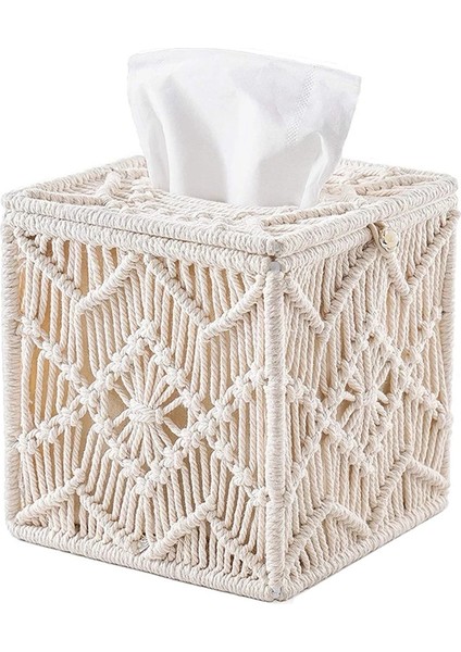 Mendil Kutusu Kapağı Boho Dekor Kare Kağıt Mendil Tutucu Boncuk Tokalı Makrome Peçete Mendilleri Düzenleyici Ev Dekoru (Yurt Dışından)