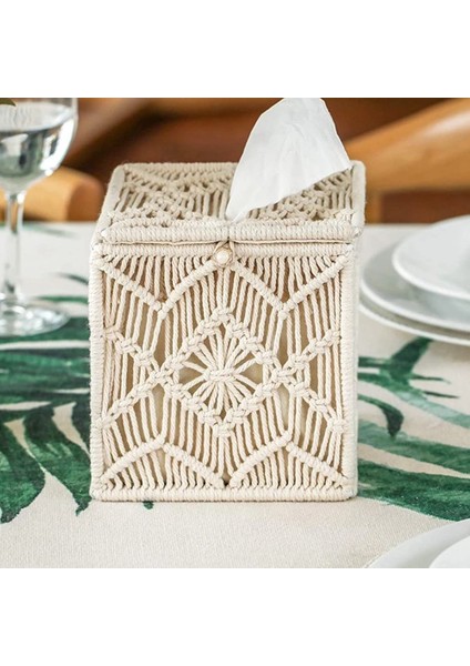 Mendil Kutusu Kapağı Boho Dekor Kare Kağıt Mendil Tutucu Boncuk Tokalı Makrome Peçete Mendilleri Düzenleyici Ev Dekoru (Yurt Dışından) fiyatları