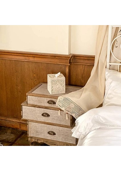 Mendil Kutusu Kapağı Boho Dekor Kare Kağıt Mendil Tutucu Boncuk Tokalı Makrome Peçete Mendilleri Düzenleyici Ev Dekoru (Yurt Dışından) modelleri