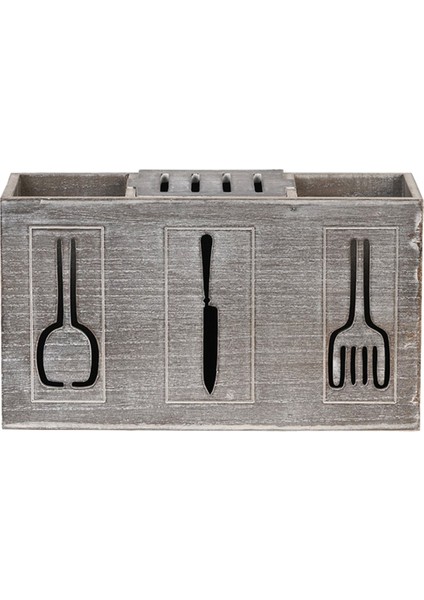 Rustik Ahşap Çatal Bıçak Takımı Düzenleyici, 3 Bölmeli Mutfak Gereçleri Tutucu, Çiftlik Evi Mutfak Çatal Bıçak Takımı Kutusu Tezgah Üstü Saklama Kutusu (Yurt Dışından)