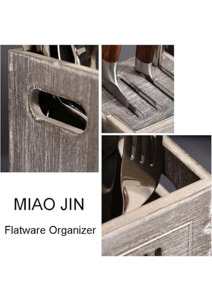 Rustik Ahşap Çatal Bıçak Takımı Düzenleyici, 3 Bölmeli Mutfak Gereçleri Tutucu, Çiftlik Evi Mutfak Çatal Bıçak Takımı Kutusu Tezgah Üstü Saklama Kutusu (Yurt Dışından) modelleri