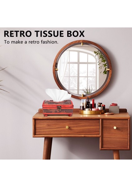Retro Vintage Bakır Yüzük Desenli Ahşap Kağıt Mendil Tutucu Dekor Yeni:retro Kırmızı (Yurt Dışından) indirimleri