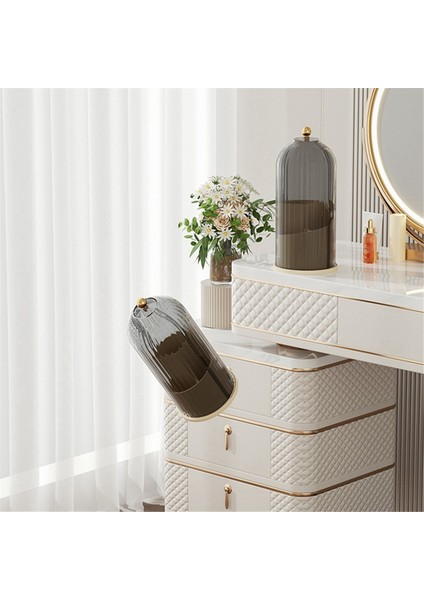 Makyaj Fırçası Tutucu Düzenleyici + Kapak, 360 Dönen Şeffaf Toz Geçirmez Makyaj Fırçaları Düzenleyici Vanity Masaüstü Banyo A (Yurt Dışından) fırsatları