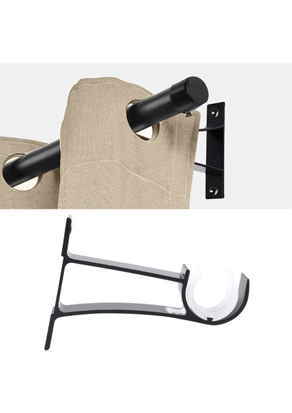 Perdelik Çubuk Için 4 Paket Tek Perde Çubuk Braketleri Alüminyum Alaşımlı Ağır Perde Çubuk Tutucular (Siyah) (Yurt Dışından) fiyatları