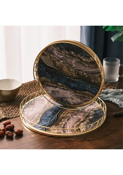 Yuvarlak Ev Basit Atıştırmalık Kurutulmuş Meyve Tabağı Küçük Kuru Çay Masası Masa Üstü Depolama Hafif Lüks Mermer Desenli Tepsi, A, S (Yurt Dışından) fırsatları