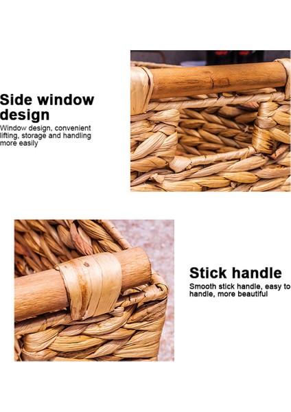 Raflar Için Ahşap Saplı Dikdörtgen Hasır Sepet, Su Sümbülü Sepet Depolama, B Düzenleme Için Doğal Sepetler (Yurt Dışından) modelleri