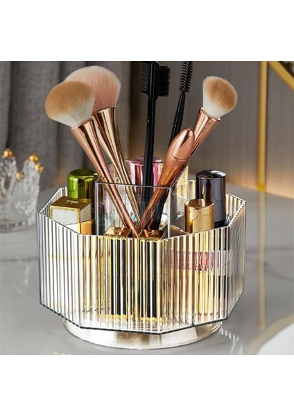 360° Dönen Makyaj Düzenleyici, 5 Yuvalı Kozmetik Vitrinli Dönen Makyaj Fırçası Tutacağı Cilt Bakımı Trar (Şeffaf) (Yurt Dışından) modelleri