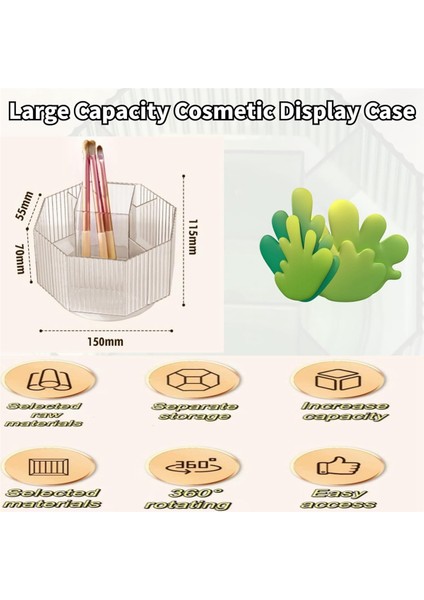 360° Dönen Makyaj Düzenleyici, 5 Yuvalı Kozmetik Vitrinli Dönen Makyaj Fırçası Tutacağı Cilt Bakımı Trar (Şeffaf) (Yurt Dışından) fırsatları