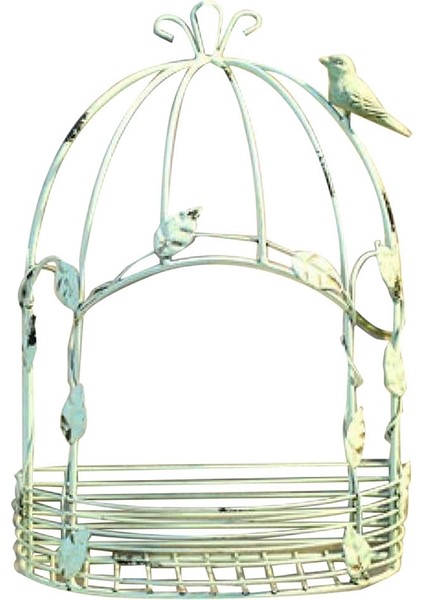 Vintage Ülke Duvar Asılı Tel Demir Yarım Kuş Kafesi Saksı Bahçe Dekorasyon Retro Kuş Kafesi Depolama Rafı Pot A (Yurt Dışından)