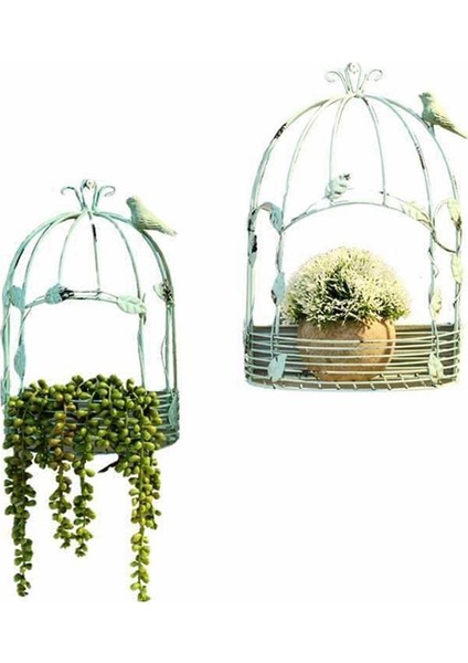Vintage Ülke Duvar Asılı Tel Demir Yarım Kuş Kafesi Saksı Bahçe Dekorasyon Retro Kuş Kafesi Depolama Rafı Pot A (Yurt Dışından) modelleri