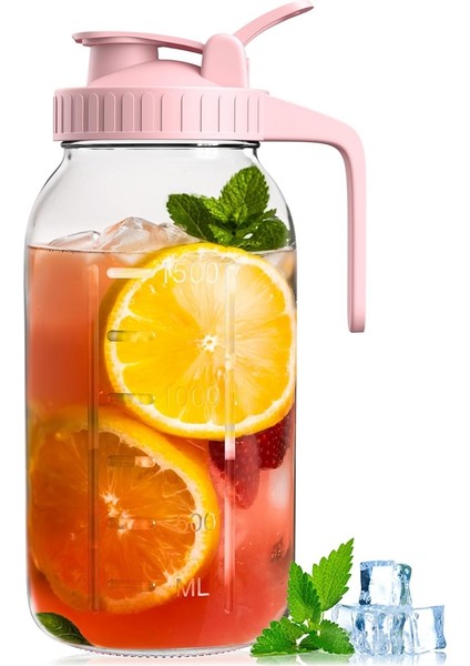 64OZ Kapaklı Cam Mason Kavanoz Sürahi, 2 Quart Hava Geçirmez Cam Su Sürahisi, Sızdırmaz Geniş Ağızlı Mason Kavanoz Sürahi (Yurt Dışından)