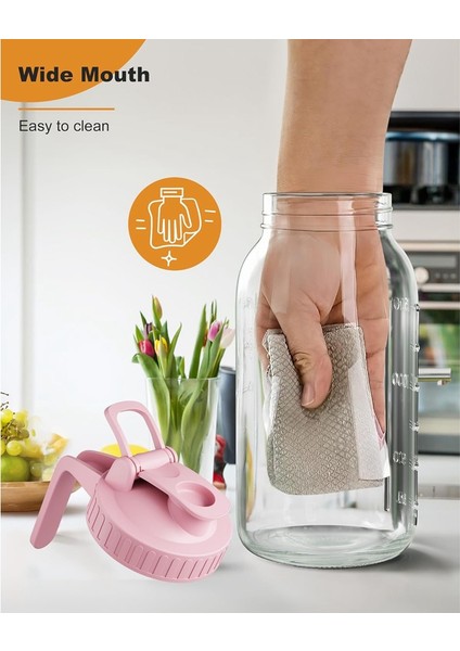 64OZ Kapaklı Cam Mason Kavanoz Sürahi, 2 Quart Hava Geçirmez Cam Su Sürahisi, Sızdırmaz Geniş Ağızlı Mason Kavanoz Sürahi (Yurt Dışından) fırsatları