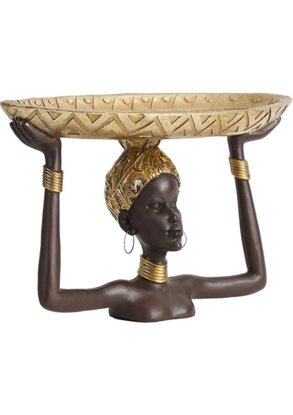 Bayan Heykeli Tepsi Afrika Masa Orta Parçaları Reçine Süsleme Heykel El Sanatları Ev Masaüstü Ofis (Yurt Dışından)