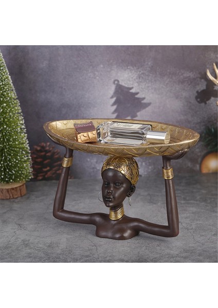Bayan Heykeli Tepsi Afrika Masa Orta Parçaları Reçine Süsleme Heykel El Sanatları Ev Masaüstü Ofis (Yurt Dışından) modelleri