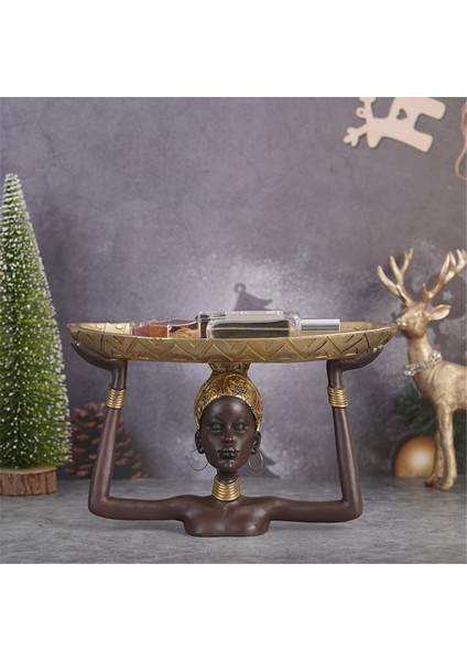 Bayan Heykeli Tepsi Afrika Masa Orta Parçaları Reçine Süsleme Heykel El Sanatları Ev Masaüstü Ofis (Yurt Dışından) fırsatları