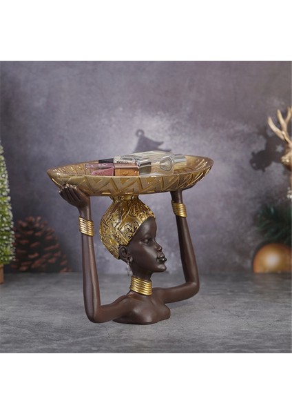 Bayan Heykeli Tepsi Afrika Masa Orta Parçaları Reçine Süsleme Heykel El Sanatları Ev Masaüstü Ofis (Yurt Dışından) indirimleri