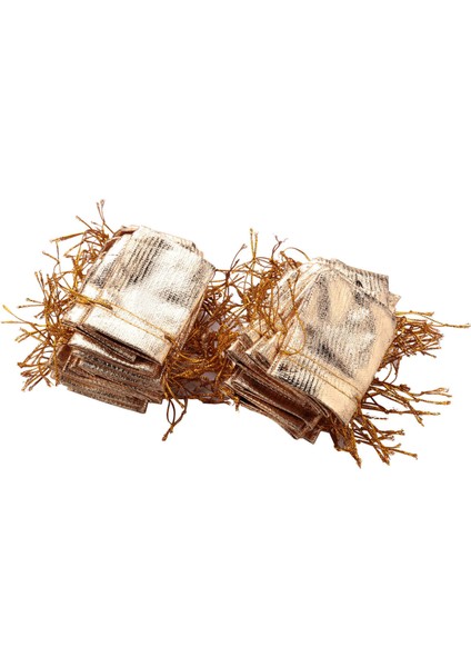 100 Adet Altın Folyo Organze Çanta Şeker Hediye Keseleri Noel Dekorasyon Düğün Parti Favor Kese Hediye Paketleme Torbaları Ipli Kese 5X7CM (Yurt Dışından)