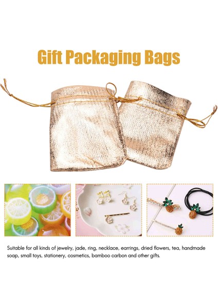 100 Adet Altın Folyo Organze Çanta Şeker Hediye Keseleri Noel Dekorasyon Düğün Parti Favor Kese Hediye Paketleme Torbaları Ipli Kese 5X7CM (Yurt Dışından) fiyatları