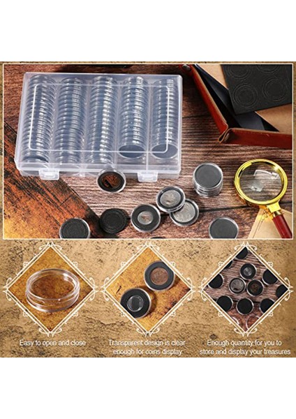 300 Adet 30 mm Madeni Para Kapsülleri Siyah Korumalı Conta Köpüğü ile 5 Boyut (17/19/21.5/25/27/30MM) Madeni Para Tutucu Kılıf (Yurt Dışından) fırsatları