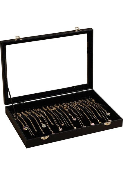 20 Kancalı Kolye Düzenleyici Kutusu Kolye Vitrin Kutusu Mücevher Tepsisi Şeffaf Kapaklı Kolye Saklama Tutucu (Yurt Dışından)