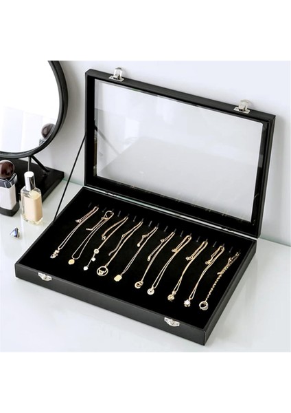 20 Kancalı Kolye Düzenleyici Kutusu Kolye Vitrin Kutusu Mücevher Tepsisi Şeffaf Kapaklı Kolye Saklama Tutucu (Yurt Dışından) fırsatları