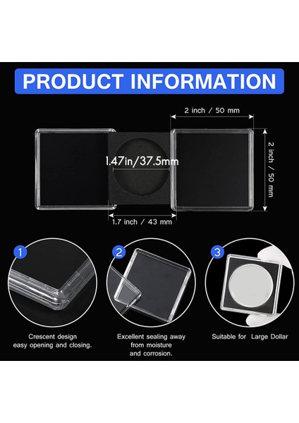 20 Adet Gümüş Dolar Madeni Para Tutucu, 2 x 2 Yarım Dolar Madeni Para Tutucu Madeni Para Kapsülü Madeni Para Çıtçıtlı Plastik Madeni Para Tutucu, 37,5 mm (Yurt Dışından) fiyatları