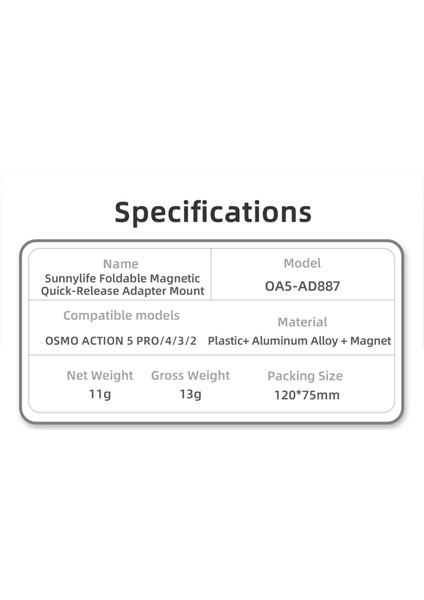 Sunnylıfe Hızlı Çıkarma Adaptörü Katlanabilir Manyetik Iki Pençe Adaptörü Aksiyon Kamera Aksesuarları Djı Osmo Action 5 Pro/4/3/2 (Yurt Dışından) indirimleri