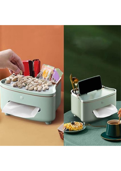 Çok Işlevli Yaratıcılar Cep Telefonu Yuvalı Mendil Kutusu Tutucu Dekorasyon Mendil Tutucu Ev, Beyaz (Yurt Dışından) indirimleri