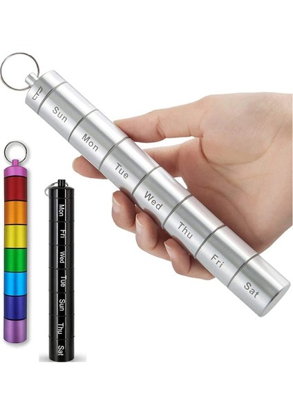 Hap Kutusu Anahtarlık Hap Tutucu Su Geçirmez 7 Günlük Seyahat Haftalık Hap Kutusu Kutusu Metal Kompakt Hap Kutusu Dış Mekan Kullanımı Için (Yurt Dışından)