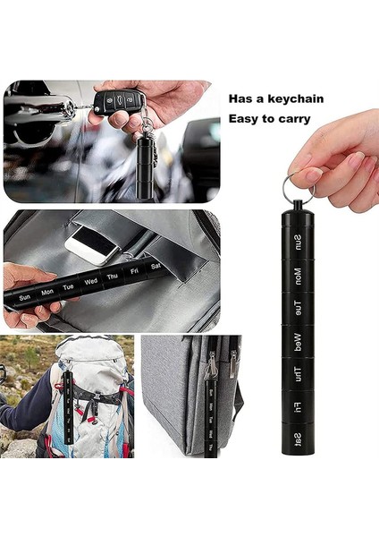 Hap Kutusu Anahtarlık Hap Tutucu Su Geçirmez 7 Günlük Seyahat Haftalık Hap Kutusu Kutusu Metal Kompakt Hap Kutusu Dış Mekan Kullanımı Için (Yurt Dışından) indirimleri